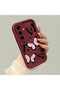 Shockproof Simple Claret Red Silicone Phone Case Butterfly Pattern Compatible with Samsung Galaxy S24 Fe - 2