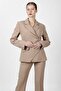 Men's Collared Asymmetrical Double-Breasted Women's Jacket-Stone - 1179100 - 5