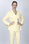 Men's Collared Asymmetrical Double-Breasted Women's Jacket - Yellow - 1179100 - 3