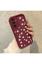 Simple Maroon Silicone Phone Case Compatible with Samsung Galaxy A13 5g Shockproof Flower Pattern - 2
