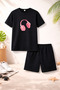 T-Shirt Shorts Kids Set 100% Cotton Comfortable Cut Casual Cute Printed 2-Piece Combination