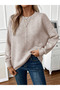 Stripe Detail Crew Neck Long Sleeve Loose Women's Knitwear Sweater - 5