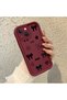 Simple Maroon Silicone Phone Case Compatible with iPhone 15 Plus Shock Resistant Bow Tie Pattern - 2