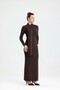 Coffee-Colored Collared Long-Sleeved Dress - 5