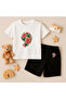 T-Shirt Shorts Kids Set 100% Cotton Comfortable Cut Casual Cute Printed 2-Piece Combination