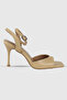 Magnolia Nude Matte Single Strap Square Toe Ankle Strap Women's Heeled Shoes - 3