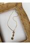 Black Stone Y Model Italian Steel Gold Necklace