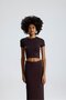 Brown Long Slit Straight Skirt - 4