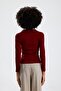 Burgundy Polo Collar Long Sleeve Blouse - 7
