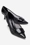 Ola Black Patent Leather Women's Heeled Shoes with Mesh Detail