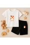 T-Shirt Shorts Kids Set 100% Cotton Comfortable Cut Casual Cute Printed 2-Piece Combination