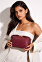 Zyren Buckle and Zipper Closure Knitted Patterned Crossbody Handbag Claret Red - 7