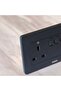 13A Dual Switched Socket, Durable Piano Black Electrical Outlet, Polypropylene, 250V AC - 2