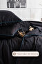Stark Duvet Cover Set Double 100% Cotton Satin Ribbed (200X220 cm) Black - 3