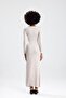 Stone Long Sleeve Straight Long Dress - 6