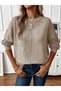 Stripe Detail Crew Neck Long Sleeve Loose Women's Knitwear Sweater - 3