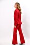 Men's Collared Asymmetrical Double-Breasted Jacket & Women's Spanish-Cut Trousers with Pockets - Red - 1179506 - 6