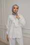Women's V-Neck Front Ruffle Detailed Hijab Shirt - 7