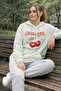 Women's Mint Cherry Printed Oversize Hooded Sweatshirt Hoodie - 4