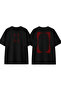 Red Frame Design Printed Black Oversize T-Shirt