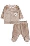 Teddy Bear Embroidered 1-9 Month Pajama Set - Brown
