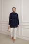 Women's Hijab Shirt with Judge Collar and Drawstring Detail - 5