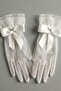 Ivory Veil Couture Ruffled Tulle Stone Detailed Bow Special Design Premium Bridal Glove - 4