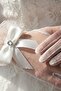 Ivory Veil Couture Ruffled Tulle Stone Detailed Bow Special Design Premium Bridal Glove - 2