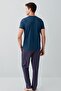 Men's 100% Cotton Pajama Set – Short Sleeve Pocket T-Shirt & Patterned Long Pajama Bottoms - 4