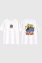 Support Girl Gang Design Printed White Oversize T-Shirt
