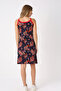 Women's Navy Blue Patterned Strappy Dress 100% Cotton - 5