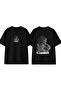 Man with Hat Design Printed Black Oversize T-Shirt