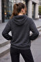 Women's Anthracite Cherry Printed Oversize Hooded Sweatshirt Hoodie - 5