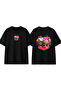 Ends Heart Design Printed Black Oversize T-Shirt