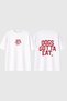 Dogs Eat Design Printed White Oversize T-Shirt