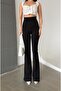 Women's Black Color Spanish Leg High Waist Gathering Stretchy Plain Leggings - 5