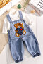 Denim 2-Piece Baby Boy Jeans Overalls with Teddy Bear Figure - 2
