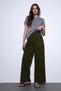 Khaki Wide Leg Women's Trousers - 2