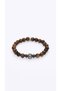 Natural Stone Brown Tiger's Eye Stone Silver Detail Men's Bracelet