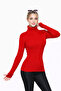 Red Turtleneck Finger Detail Premium Savior Women's Body Sweater - 4