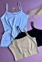 Elytra Less 3-Pack |   Black, White and Skin Color Thin Strap Ribbed Collar Women's Undershirt (Modal Fabric) - 2