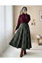 Plaid Patterned Side Zipper Cashmere Casual Stylish and Convenient Trendy Bell Skirt