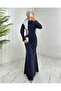 Eye-Catching Modern Stylish Long Hijab Evening Dress with Draped Front and Stones