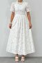 Eyelet Embroidery Embroidered Short Sleeve Midi Evening Graduation Special Occasion Dress 849 - 7