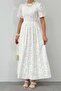 Eyelet Embroidery Embroidered Short Sleeve Midi Evening Graduation Special Occasion Dress 849 - 5