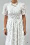 Eyelet Embroidery Embroidered Short Sleeve Midi Evening Graduation Special Occasion Dress 849 - 6
