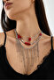Scarlet – Coral & Hematite 3-Piece Necklace Set - 4