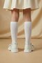 Girl's White Stone Bowknot Ballerina Flats – Velcro Special Occasion & Holiday Shoes (Size 20-30) - 3