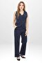 Women's Navy Blue Pinstripe Patterned Buttoned Vest and Wide-Leg Trousers Two-Piece Set - 3