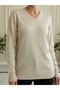 V-Neck Nopenli Seasonal Young Mother Blouse / Cream - 2